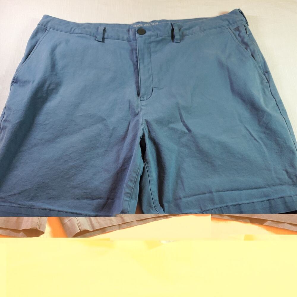 Mack Weldon Mens Shorts Size 38 Blue Stretch Chino Flat Front 7" Inseam Casual